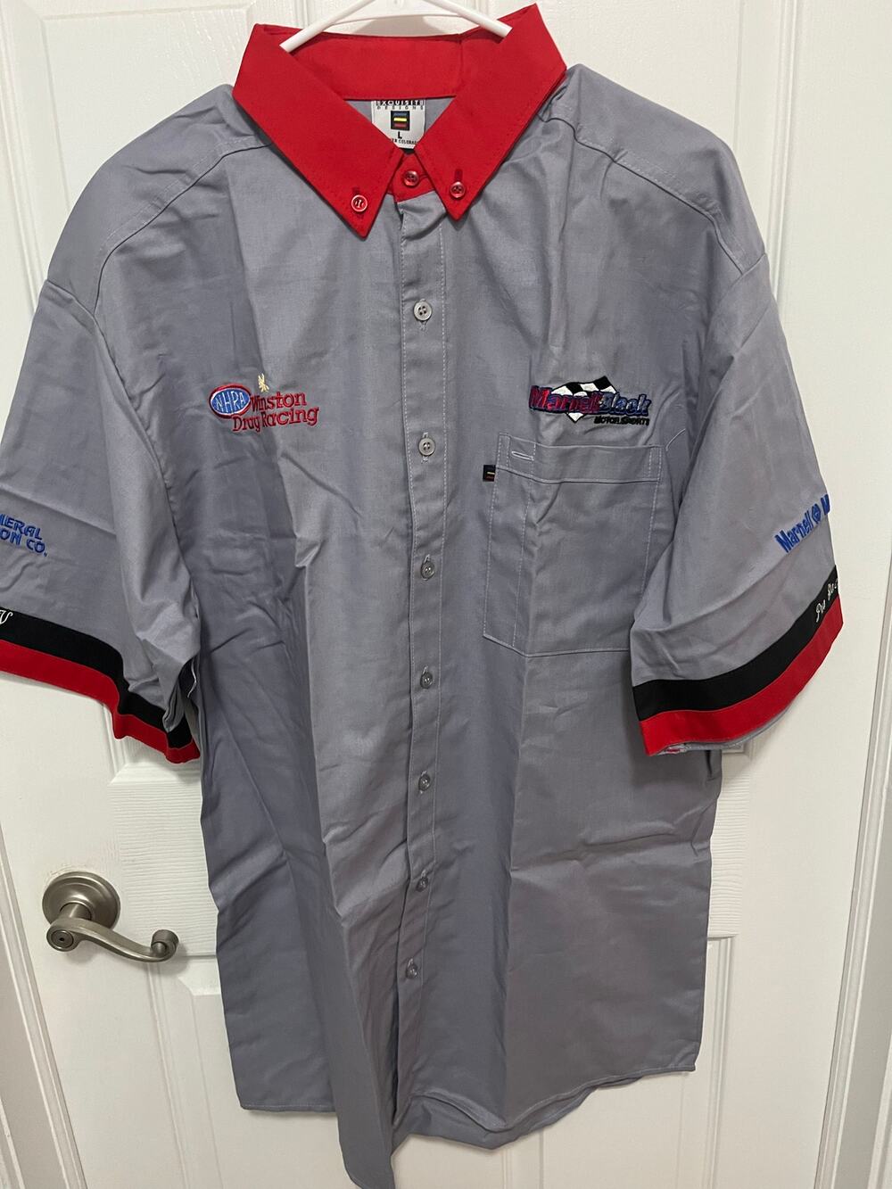 Marnell & Black motor sport NHRA Winston drag racing button up crew shirt-Large
